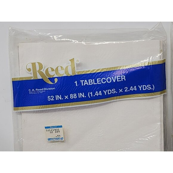 Reed Tablecover Set Of 2: Solid White 52" X 88"‎ & Floral Pattern 52" X 104" NOS - Picture 3 of 5